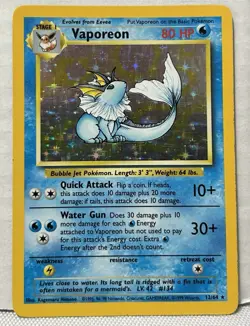 1999 Pokemon TGC Holographic Jungle Set Vaporeon Missing Jungle Logo #12/64. - Image 1