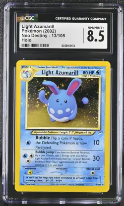 Pokemon GRADED 2002 Light Azumarill 13/105 Neo Destiny NM/M+ 8.5 CGC - Image 1
