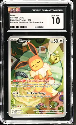 Pokemon GRADED 2025 Eevee 173 Prismatic Evolutions Black Star Promo GM 10 CGC - Image 1
