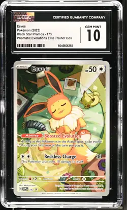 Pokemon GRADED 2025 Eevee 173 Prismatic Evolutions Black Star Promo GM 10 CGC - Image 1