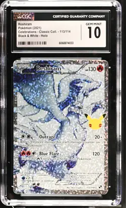 Pokemon GRADED 2021 Reshiram 113 Celebrations Classic Coll. B & W GM 10 CGC - Image 1