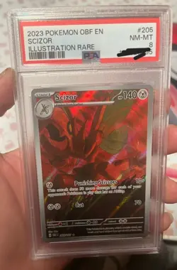 2023 POKEMON OBF EN-OBSIDIAN FLAMES ILLUSTRATION RARE #205 SCIZOR PSA 8 - Image 1
