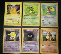 6 Vintage Pokemon Base Set Shadowless Lot WOTC Yellow Cheeks Pikachu LP/MP/HP - Image 1