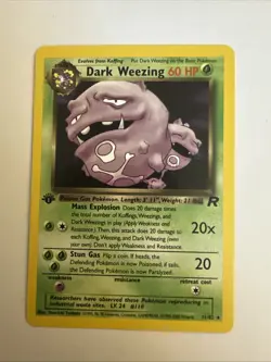 Pokemon Dark Weezing TCG Non-Holo Card 31/82 1st Edition Rare NM - Image 1