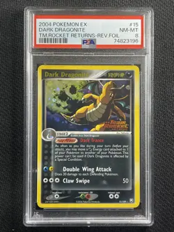 Pokemon Card PSA 8 NM-MT Dark Dragonite Team Rocket Returns Rev Foil EX 15/109 - Image 1