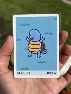 Near Mint Pookiemoot Lil Squirt #0007 Squirtle Pokemon Fan Art Card - Image 1