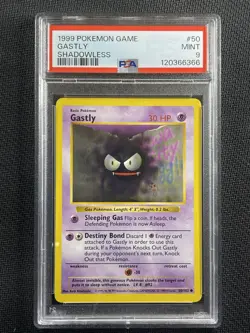 Pokemon Card PSA 9 Gastly Shadowless Base Set WotC Ultra Rare 1999 50/102 - Image 1