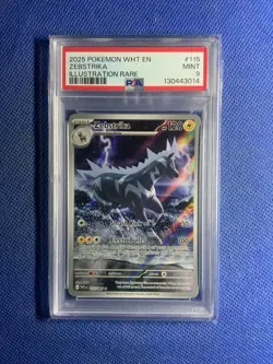 2025 POKEMON WHT EN-WHITE FLARE ILLUSTRATION RARE #115 ZEBSTRIKA PSA 9 - Image 1