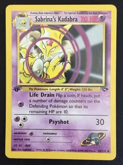 Sabrina's Kadabra 1st Edition 2000 Gym Challenge 58/132 Pokemon TCG LP - Image 1