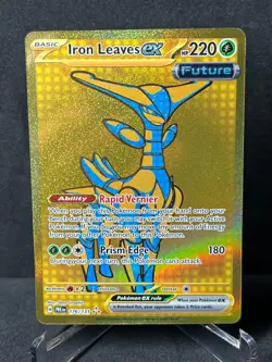 Pokemon Iron Leaves ex 176/131 Prismatic Evolutions Holo Hyper Rare Gold NM - Image 1