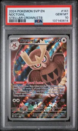 PSA 10 Noctowl Pokemon ETB Promo #141 Stellar Crown - Image 1
