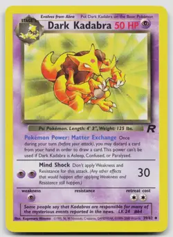 DARK KADABRA 39/82 UNCOMMON TEAM ROCKET POKEMON UNLIMITED MP - Image 1