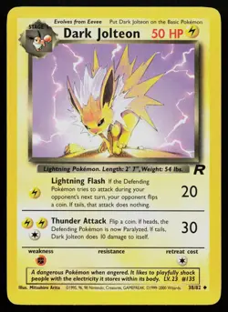 DARK JOLTEON 38/82 UNCOMMON TEAM ROCKET POKEMON UNLIMITED LP - Image 1