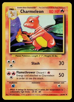 CHARMELEON 24/102 UNCOMMON BASE SET UNLIMITED POKEMON LP - Image 1