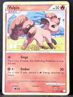 Vulpix 87/123 Common HeartGold & SoulSilver Pokemon Heavily Played - Image 1