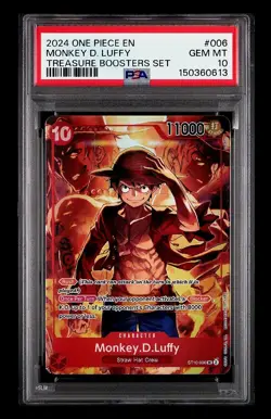 2024 One Piece English Monkey D. Luffy #006 Treasure Booster PSA 10 GEM MINT - Image 1