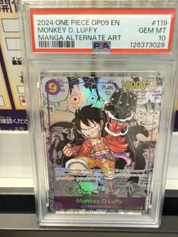 2024 One Piece TCG OP-09 EN #119 Monkey.D.Luffy Manga Alternate Art PSA 10 GEM - Image 1