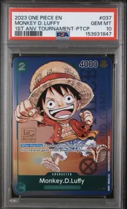 2023 One Piece Promo 1st anv Tournament PTCP #037 Monkey D. Luffy PSA 10 - Image 1