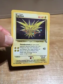 Pokemon Zapdos Fossil Holo Rare Basic Unlimited English 15/62 1999 Card - Image 1