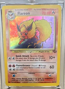 Pokemon vintage TCG Flareon 3/64 Jungle Holo Rare Unlimited Eng 1999 70HP - Image 1