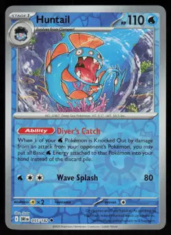 Huntail 055/182 Uncommon Destined Rivals Pokemon Reverse Holo Near Mint - Image 1