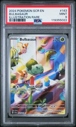 2024 POKEMON SCR EN-STELLAR CROWN ILLUSTRATION RARE #143 BULBASAUR PSA 9 - Image 1