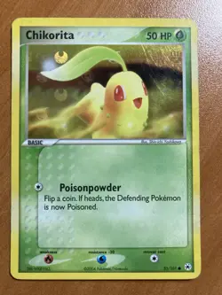 Pokemon Card Chikorita TCG Reverse Holo Card 55/101 EX Hidden Legends 2004 LP - Image 1