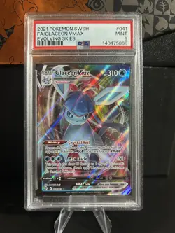 Glaceon Vmax Evolving Skies 041/203 Holo Ultra Rare Pokemon Trading Card PSA 9 - Image 1