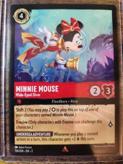Disney Lorcana TCG Floodborn Minnie Mouse Wide-Eyed Diver Rare #114 - Image 1
