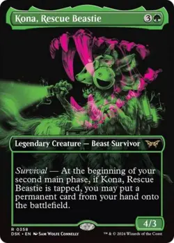 Kona, Rescue Beastie (Showcase) -Foil Near Mint MTG Duskmourn: House of Horror - Image 1