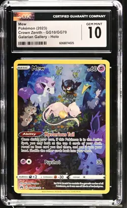 Pokemon GRADED 2023 Mew GG10/GG70 Crown Zenith Galarian Gallery Holo GM 10 CGC - Image 1