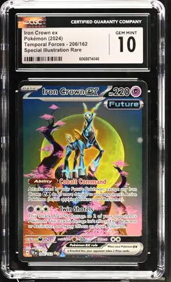 Pokemon GRADED 2024 Iron Crown ex 206/162 Special Illustration Rare GM 10 CGC - Image 1