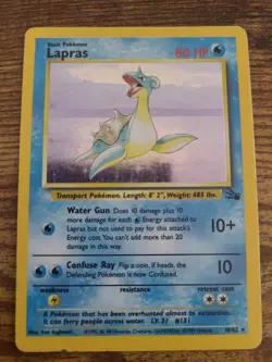 Lapras 10/62 Fossil Unlimited Holo Rare WotC Pokemon TCG - Image 1