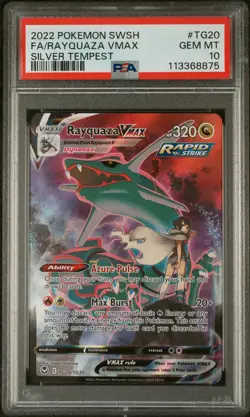Pokemon GRADED 2022 RAYQUAZA VMAX TG20 SILVER TEMPEST FA GM 10 PSA - Image 1