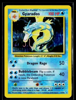 Pokemon TCG Gyarados Base Set 6/102 Holo Rare Ungraded DMG - Image 1