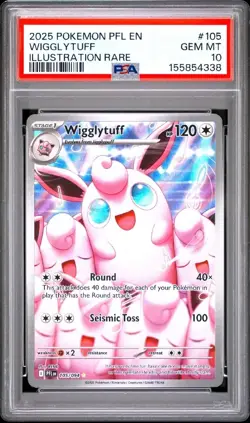 2025 POKEMON PFL EN-PHANTASMAL FLAMES ILLUSTRATION RARE #105 WIGGLYTUFF PSA 10 - Image 1