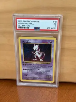 1999 Pokemon Base Set Mewtwo 1st Edition Shadowless 10/102 PSA 5 EX - Image 1