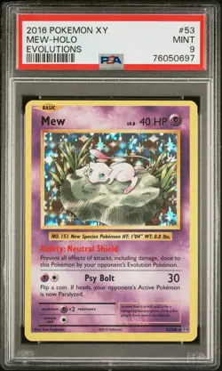 Pokemon XY Evolutions MEW HOLO PSA 9 - Image 1