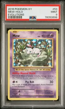 Pokemon XY Evolutions MEW HOLO PSA 9 - Image 1