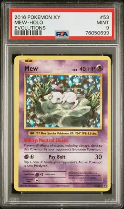 Pokemon XY Evolutions MEW HOLO PSA 9 - Image 1