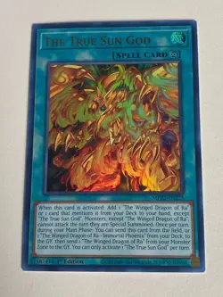 Yugioh - The True Sun God x 3 - 1st Edition Ultra Rare NM - Free Holo - A - Image 2