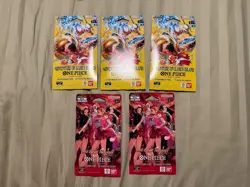 One Piece TCG Sleeved Booster Pack Lot of 5- (2) OP-15 EB-03, (3) EB-04 Bundle - Image 1