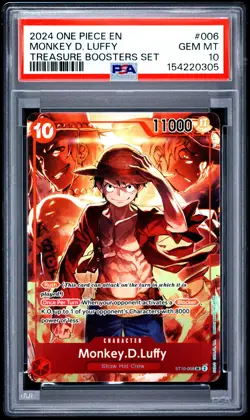 2024 ONE PIECE PROMOS TREASURE BOOSTERS SET #006 MONKEY D. LUFFY PSA 10 - Image 1