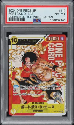 PSA 8 2024 One Piece Japanese Top Prize Asia Portgas D Ace Serialized #OP07-119 - Image 1