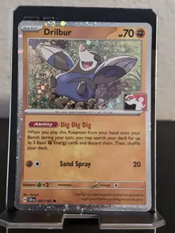 Pokemon Drilbur 085/162 Prize Pack Series Cards Cosmo Holo Pack Fresh - NM - Image 1
