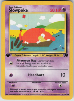 Slowpoke 67/82 Common Team Rocket Pokemon 1st Edition Moderately Played - Image 1