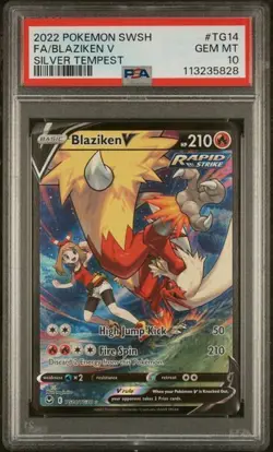 2022 POKEMON SILVER TEMPEST #TG14 FA/BLAZIKEN V SILVER TEMPEST PSA 10 GEM MINT - Image 1
