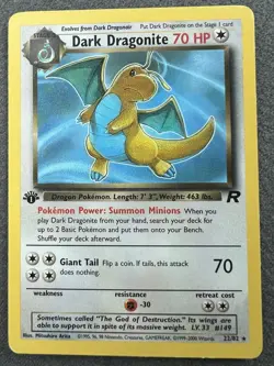 Wizards Pokemon TCG Dark Dragonite 22/82 Team Rocket Rare Unlimited Eng 2000 - Image 1