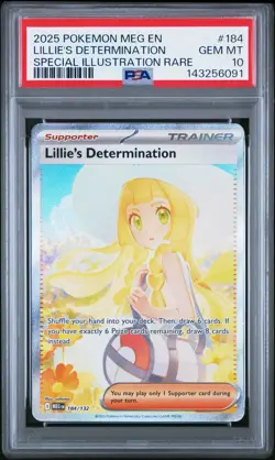 2025 POKEMON MEG EN-MEGA EVOLUTION #184 LILLIE'S DETERMINATION PSA 10 - Image 1