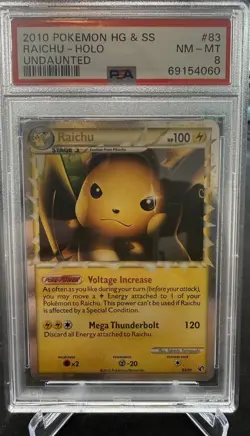 2010 Pokemon HeartGold SoulSilver HGSS Undaunted #83 Raichu Prime PSA 8 - Image 1